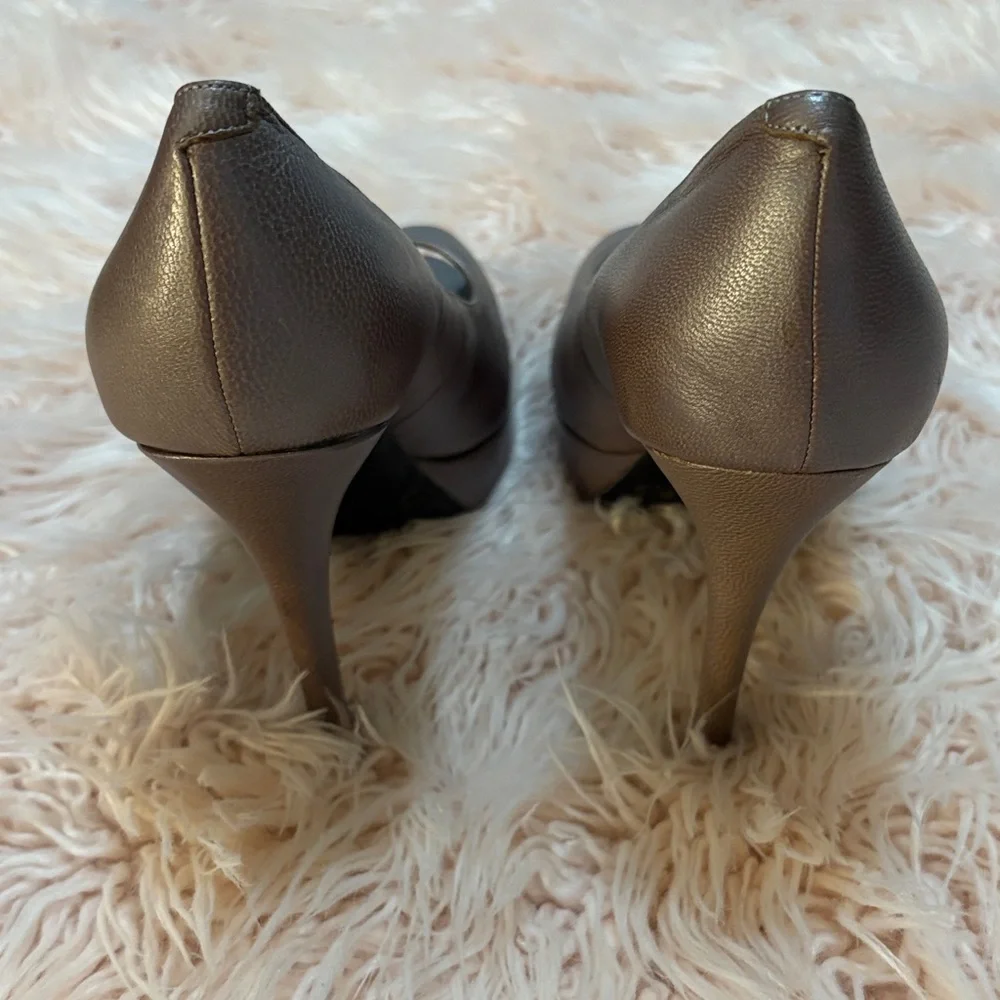 BCBG Paris Metallic Peep Toe Heels - Picture 3 of 4